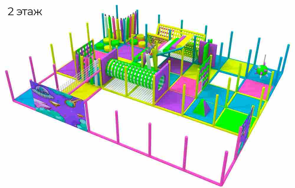 Уличный лабиринт «Звездные приключения» с крышей , 3 этажа. 9,8*8,5*4,8 м