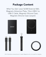 Внешний накопитель Lexar SL500 Portable SSD Magnetic Set USB 3.2 Gen 2x2 4TB, R/W 2000/1800 МБ/с
