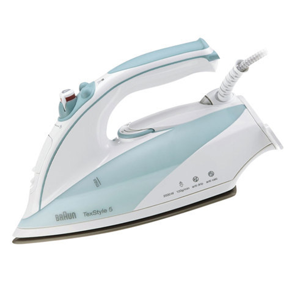Утюг BRAUN TS515, 2000 Вт, антипригарное покрытие, самоочистка, антикапля, белый/зеленый