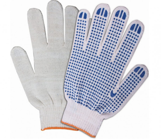 Перчатки ПВХ рабочие 10 кл белые, Крепыш (уп10пар) 48191