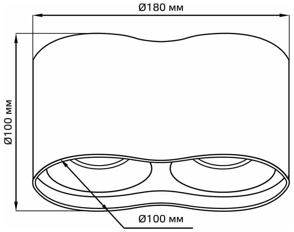 Св-к Gauss LED HD033 накладной двойной 24W (черный/черный) 3000K 180x100*100мм