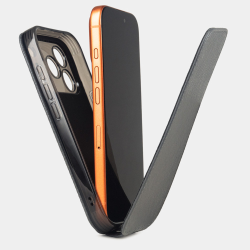 Чехол для iPhone 17 Pro Max - кожа теленка сафьяно, серый