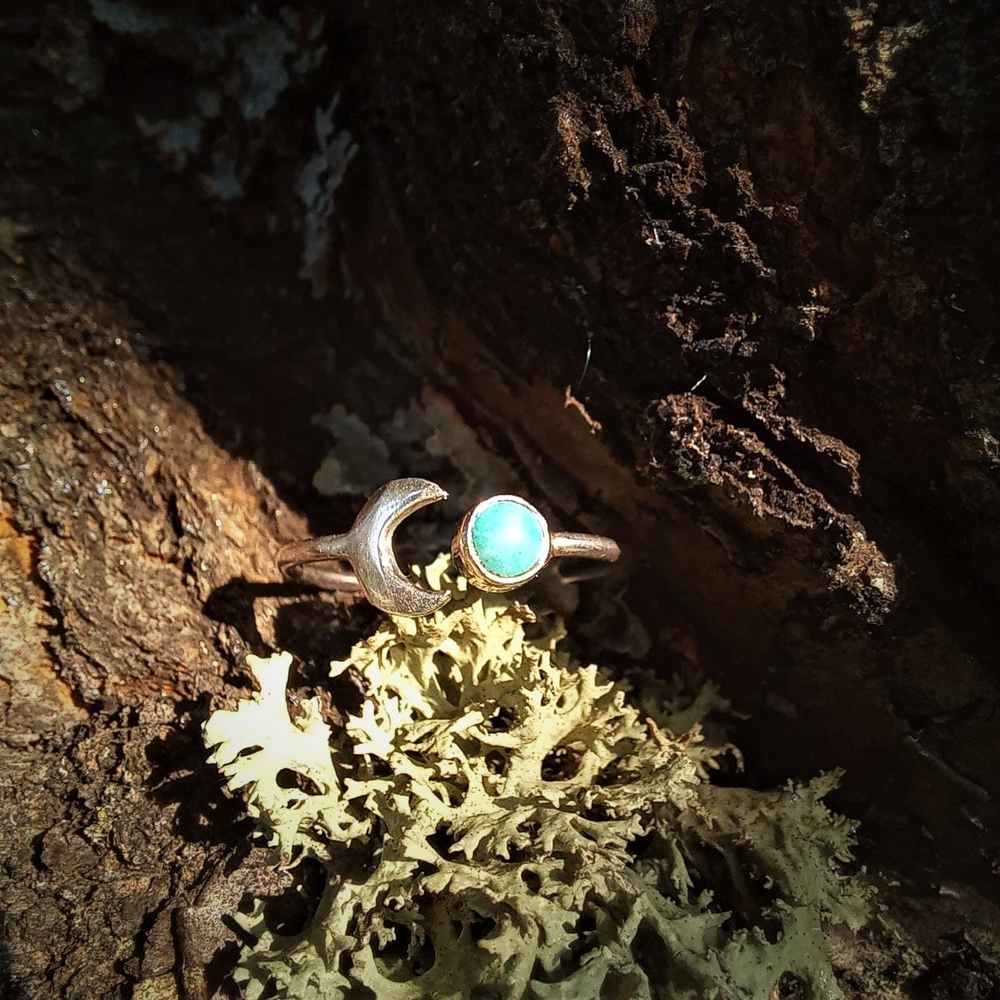 Кольцо ЗАТМЕНИЕ , серебро/ларимар