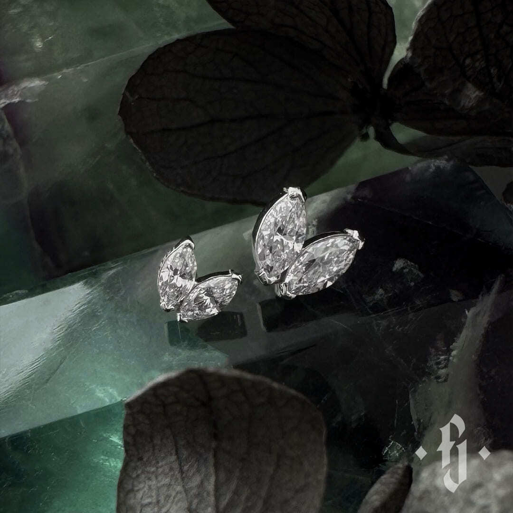 Накрутка "Double Marquise" - Белое золото - White CZ