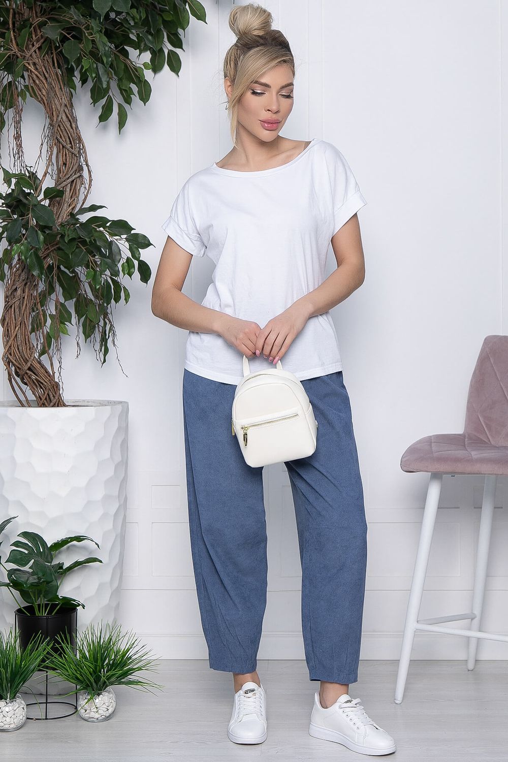 Брюки бохо широкие (голубые) Б10843 LT Collection