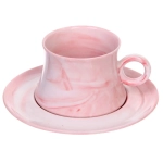 Чайная пара «Мрамор» (кружка 200мл+блюдце), розовая