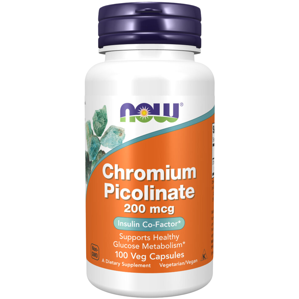Now Chromium Picolinate 200 mcg 100 veg capsules, Хрома пиколинат