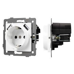 Механизм розетки с USB зарядкой SCT-MUAA-PL-WH-V (250V, 16A) (Arlight, -) 049818