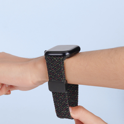 Эластичный ремешок черного цвета (Black Unity) от Dux Ducis для смарт часов Apple Watch размером 42, 44, 45, 46, 49MM, серия Strap (Mixture Pro Series)