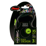 flexi рулетка Black Design XS (до 8 кг) 3 м трос черный/зеленый