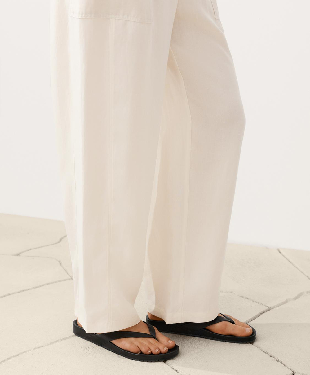 Oysho Прямые брюки из смеси лиоцелла и 24% льна, экрю