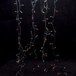 Электрогирлянда м/лампы цвет, 180 ламп, 8,2м, 8 р.миг., зелен.провод, кор