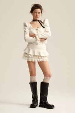 Юбка-мини из твида с оборками