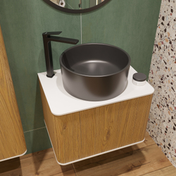 Смеситель для раковины STWORKI Ольборг S20020BK + донный клапан SD-001BK черный матовый