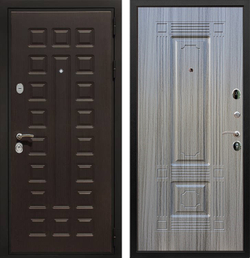 Входная металлическая дверь RеX (РЕКС) Премиум 3К Венге (Гладиатор)/ ФЛ-2 Сандал серый