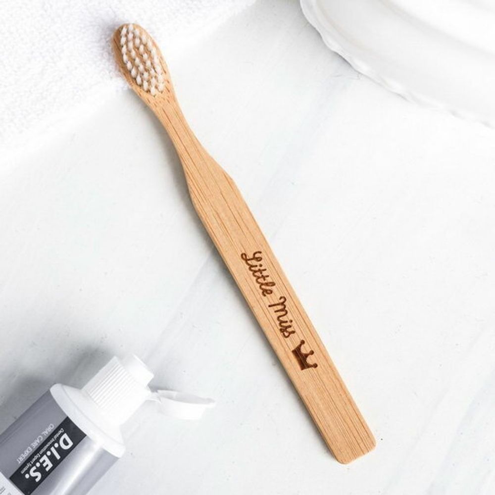 Зубная щётка для детей, бамбук Little Miss, 14 x 2 x 2 см