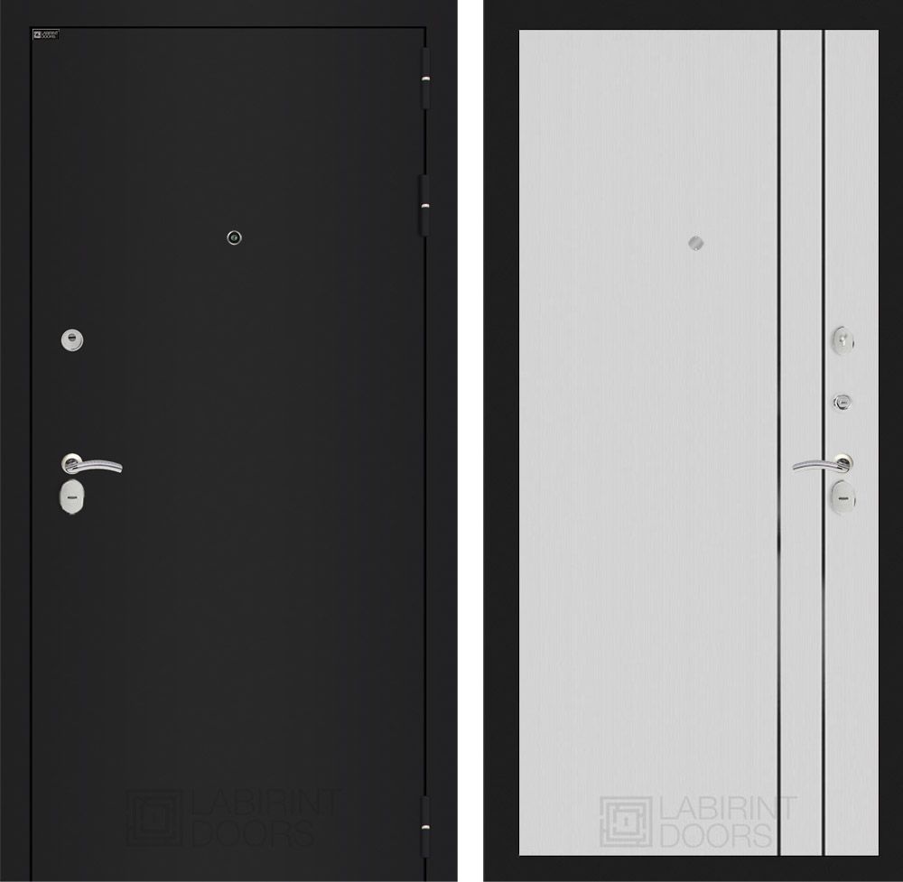 Входная дверь Лабиринт КЛАССИК шагрень черная - 10 Белый софт рельеф