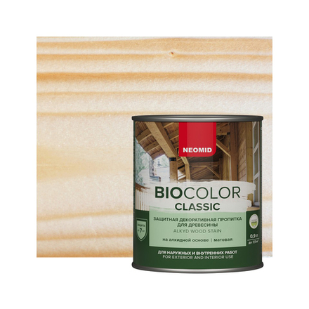 Защитно-декоративная пропитка для дерева Neomid Bio Color Classic, полуматовая, 0,9 л, бесцветная