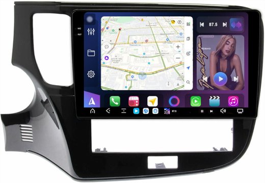 Магнитола Mitsubishi Outlander 3 2019-2022 (левый руль, прямоугольный климат) - FarCar GX2005M монитор 10.36" 2K QLED на Android 14, TS20, 6+128Гб, CarPlay, 4G SIM-слот