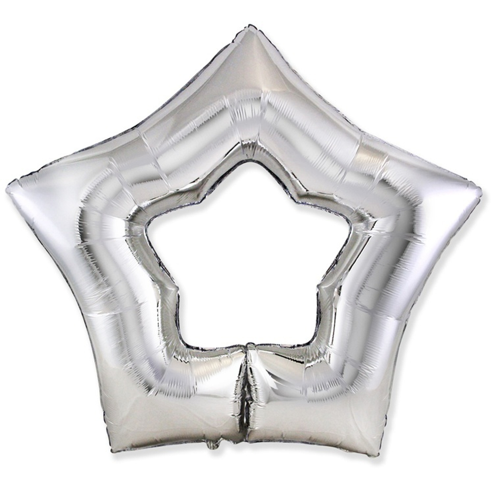 Фольгированная фигура, звезда, 34"/87CM.H X 37"/95CM.W Silver полая