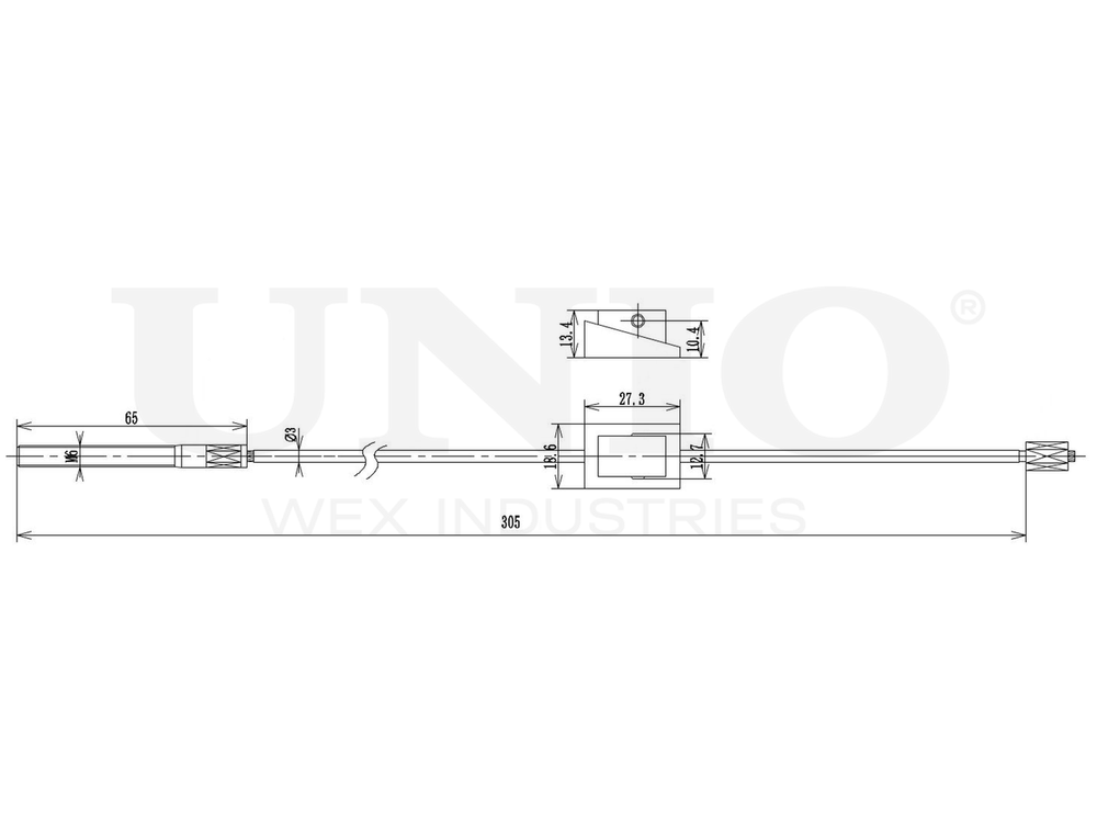 Трос стояночного тормоза передний UNIO CAB-60048