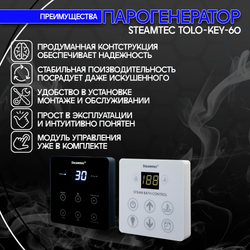 Парогенератор для хамама и турецкой бани Steamtec TOLO-60-KEY, 6 кВт (стандартный модуль управления)
