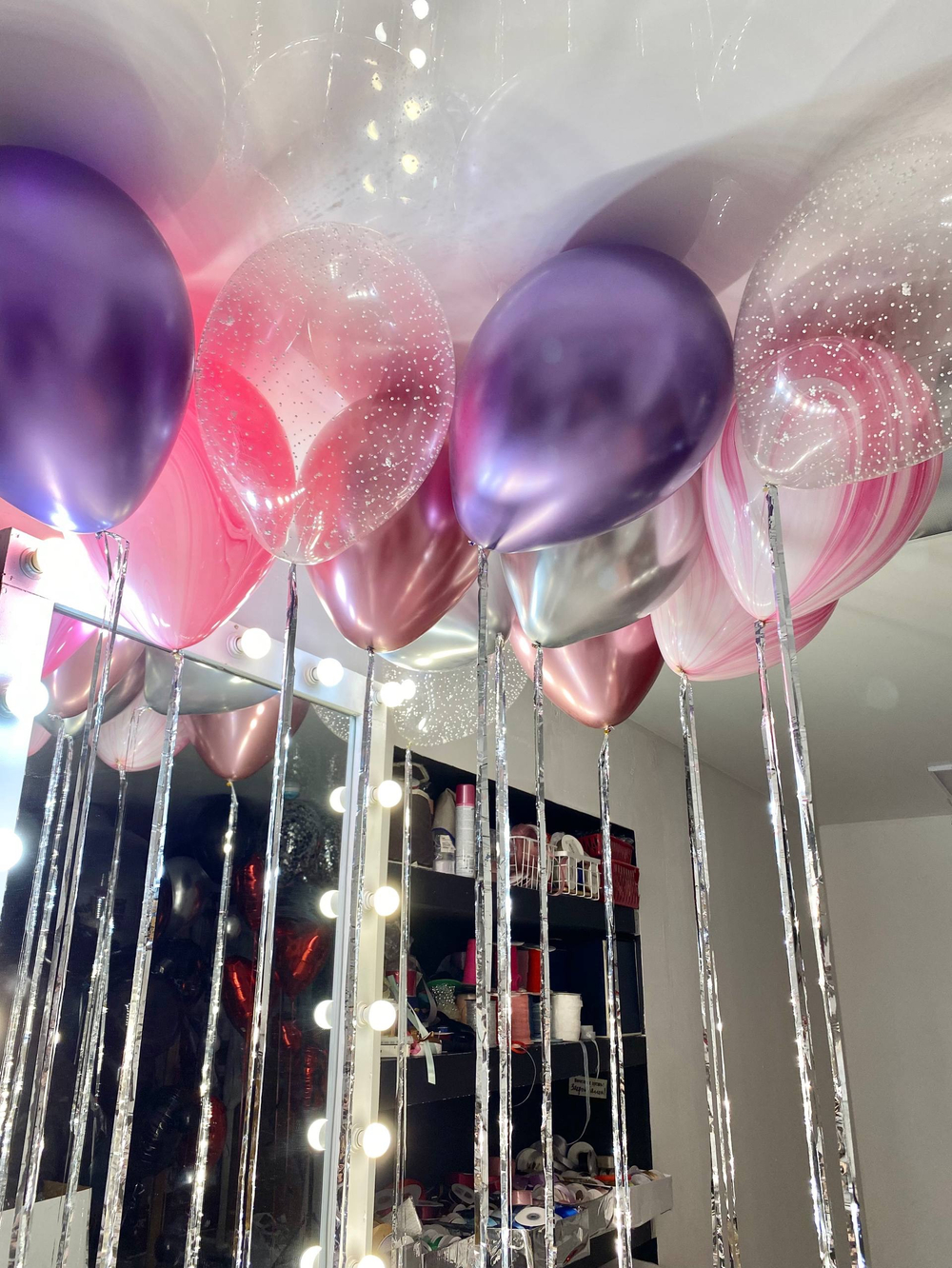 Воздушные гелиевые шарики с доставкой по Хабаровску дождик серебро №4508