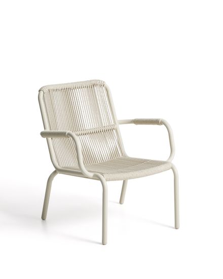 Улчное кресло Salis из алюминия цвета таупе и веревки