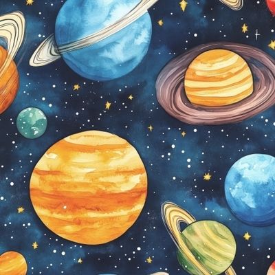 Разноцветные планеты в космосе