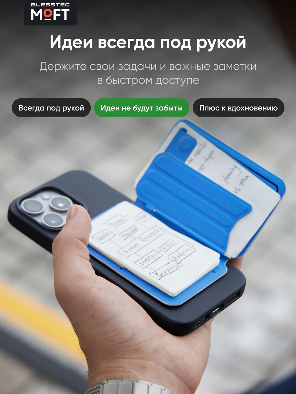Магнитная подставка с записной книжкой MOFT Snap Flow Notepad Stand l Раскладной l Белый