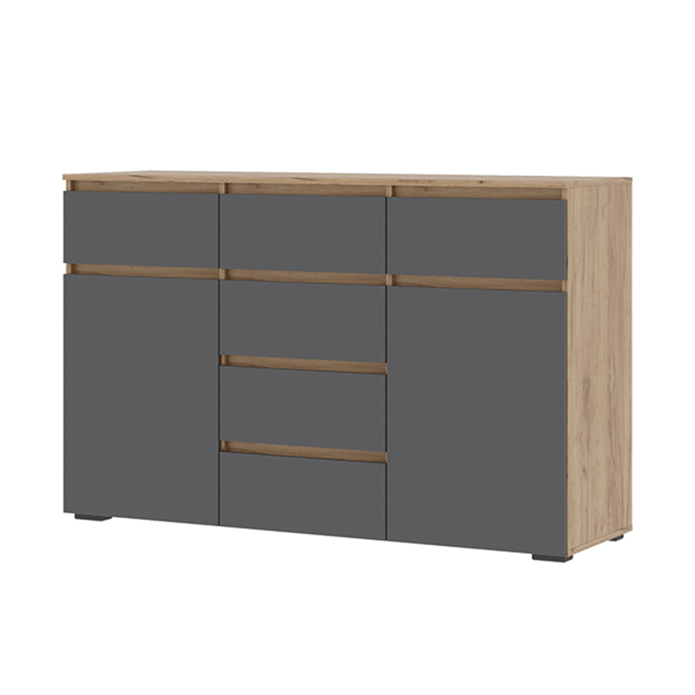 Хелен КМ 05 Комод 6 ящиков и 2 створки Крафт золотой / Графит серый