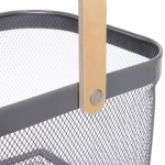 Корзина для хранения металлическая с деревянными ручками «ФАРГО», цвет серый, 19*24,5*40см (лейбл Селфи)