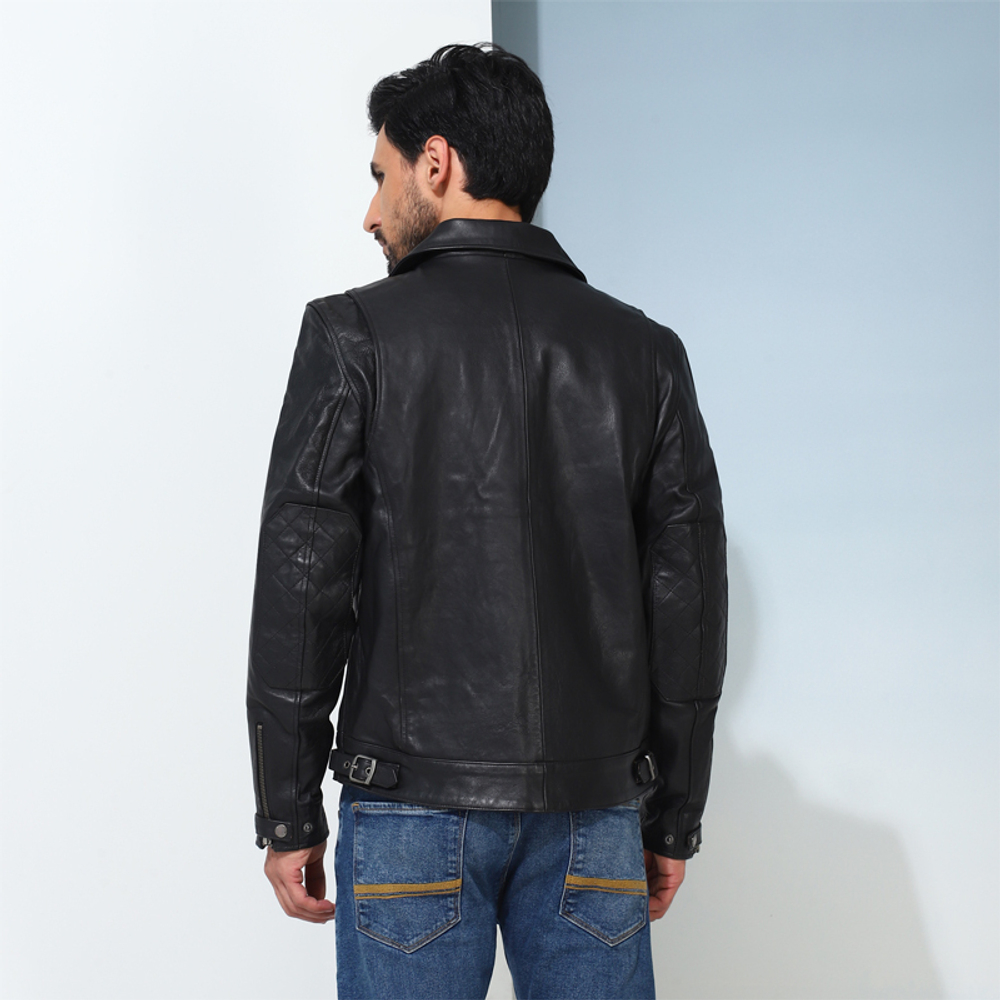 Куртка мужская кожаная Royal Enfield, цвет - черный, размер - L, арт. RLAJKA231140 (JKA230011BLACK)