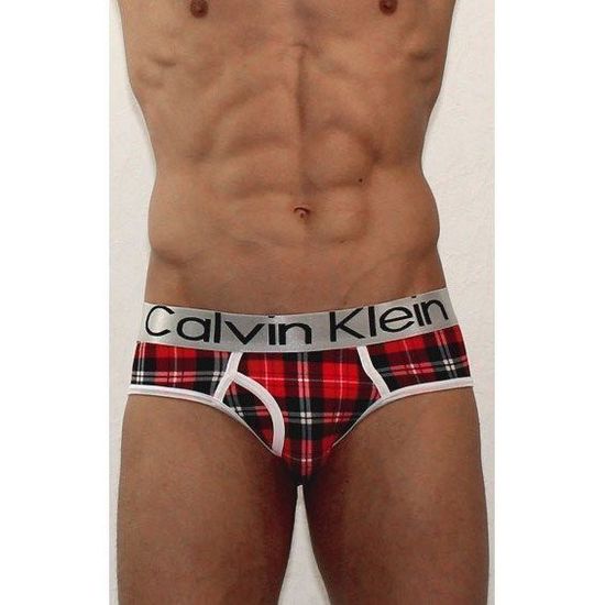 Мужские трусы брифы красные в клетку Calvin Klein Red
