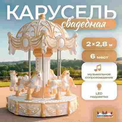 Электрическая свадебная карусель «Сияние» с LED-подсветкой, 6 мест