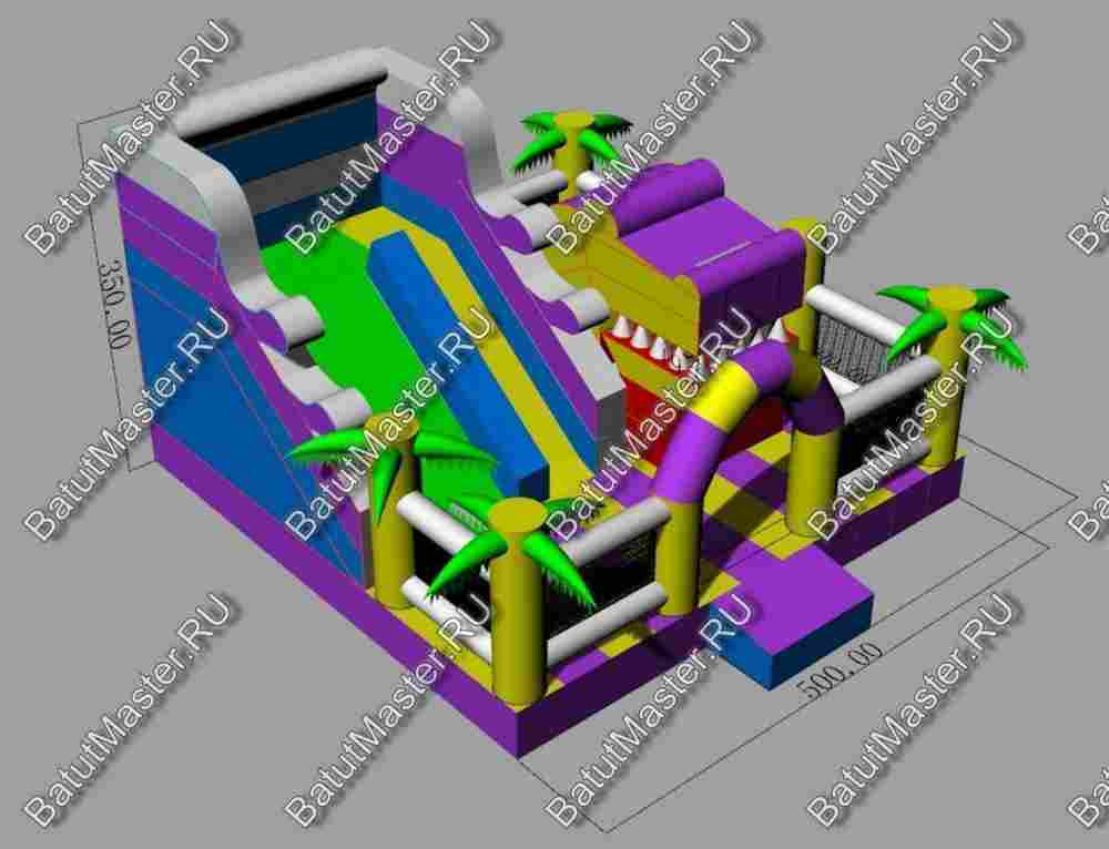 Коммерческий батут "Белый клык" с немеханизированной головой, размер 6*5*4 м