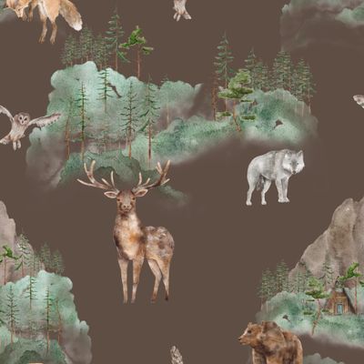 В лесу коричневый фон