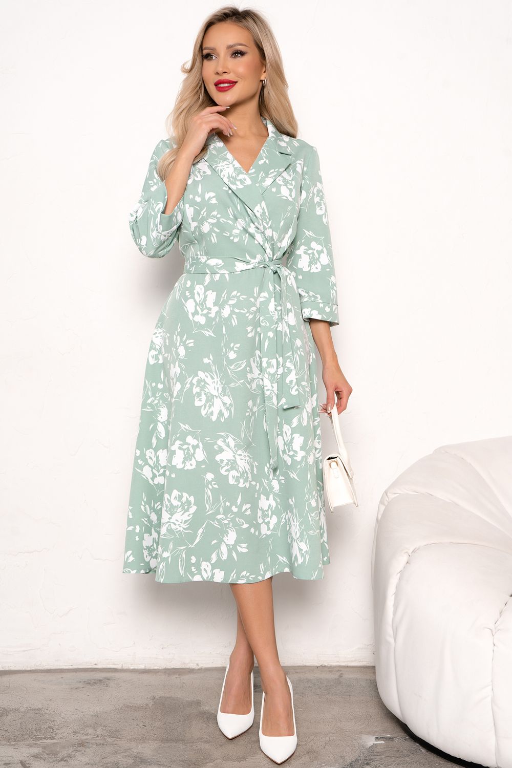 Платье Марта (мята/белый)-52р-р Р11-1189/8 Nikol