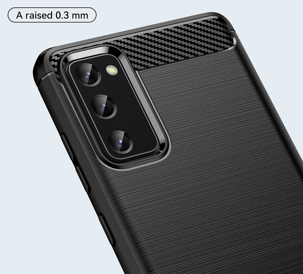 Мягкий чехол черного цвета под карбон на Samsung Galaxy S20 FE (Fan Edition), серия Carbon от Caseport