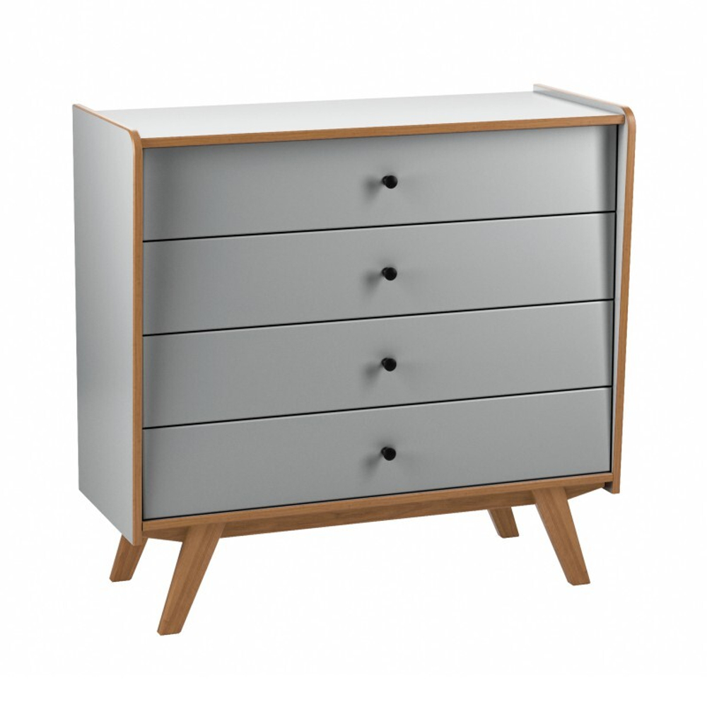 Комод «Винтаж» четыре ящика серый лак 7042/браун