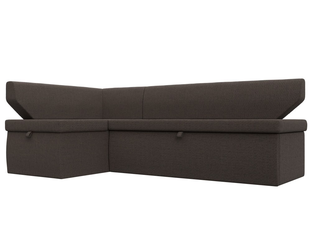 Диван кухонный угловой Омура левый угол, Амур 05 коричневый, Рогожка, 125896L