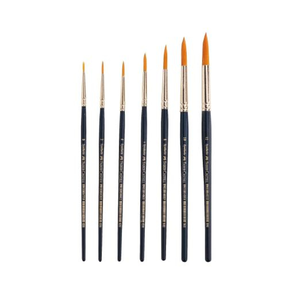 Набор кистей для рисования Faber-Castell круглые, упаковка из 7 штук, синтетика