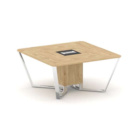 Steel Meet Стол переговорный квадратный MM-PR.B.SP-08 Тиквуд Светлый/Графит Глянец/Нержавеющая Сталь