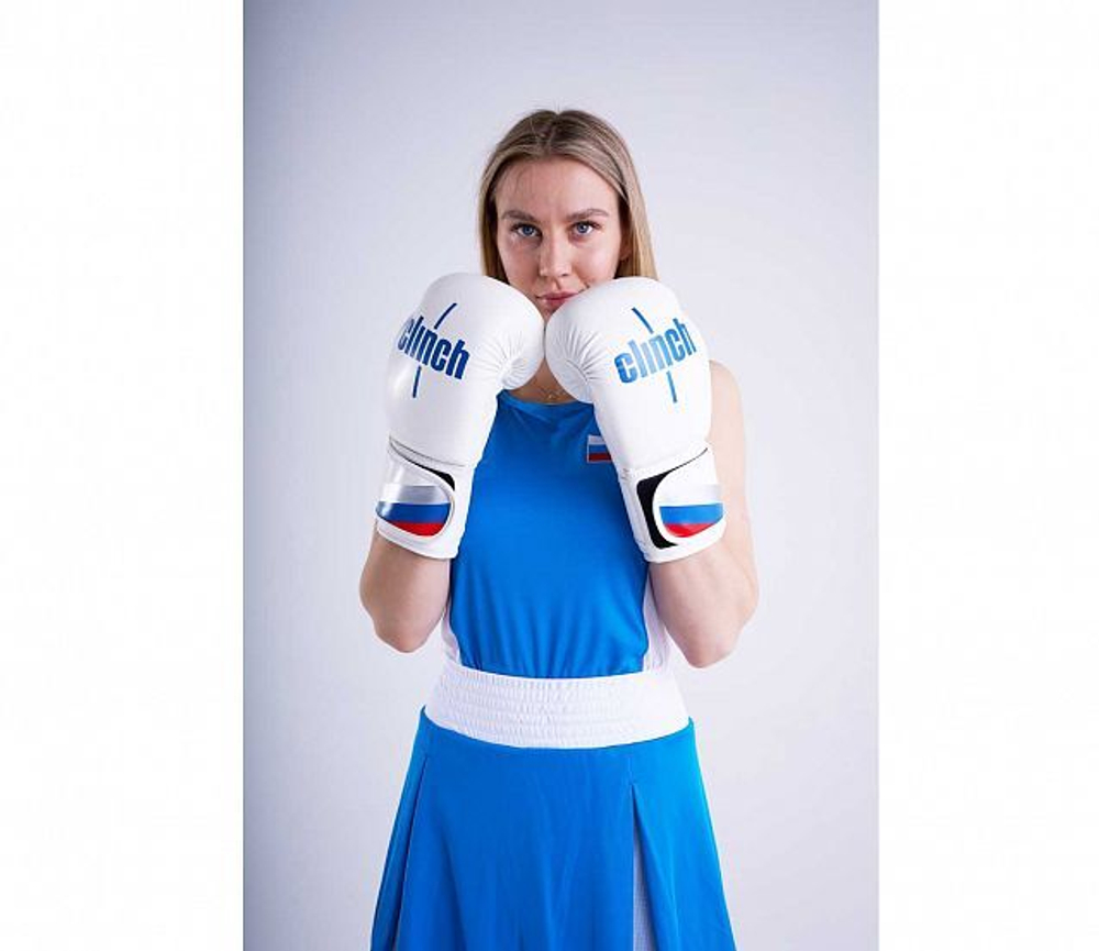 Перчатки боксерские Clinch Olimp бело-синие C111