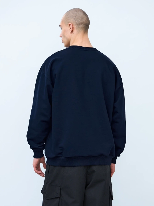 Свитшот оверсайз с начесом (темно-синий)
