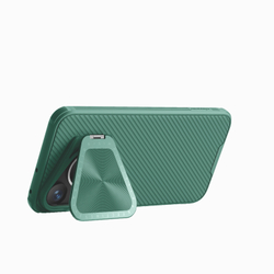Чехол зеленого цвета (Deep Green) от Nillkin с металлической откидной крышкой для смартфона Huawei Pura 70, серия CamShield Prop Magnetic (с поддержкой магнитной беспроводной зарядки MagSafe)