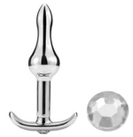 Металлическая анальная пробка-капля с прозрачным кристаллом - 8,8 см. (Цвет: прозрачный)
