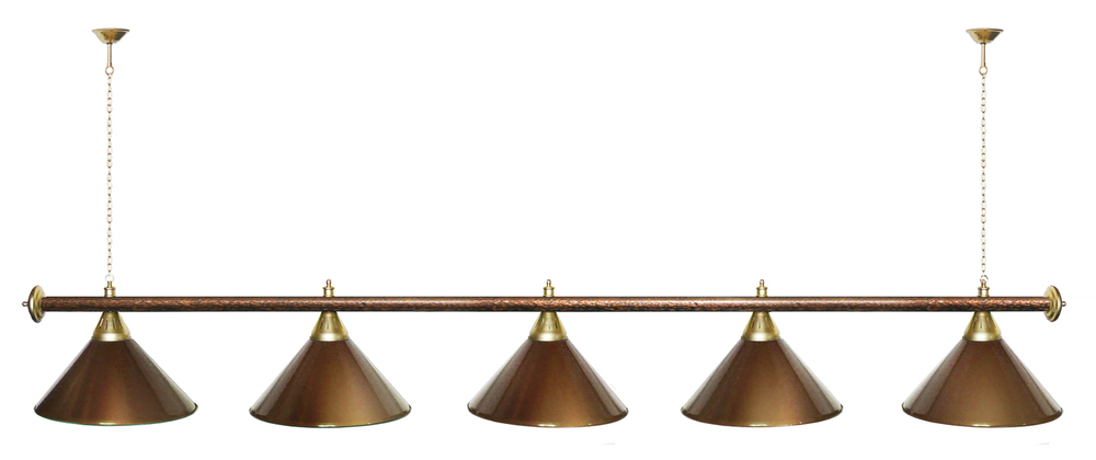 Лампа STARTBILLIARDS 5 пл. (плафоны зеленые,штанга зеленая,фурнитура золото)