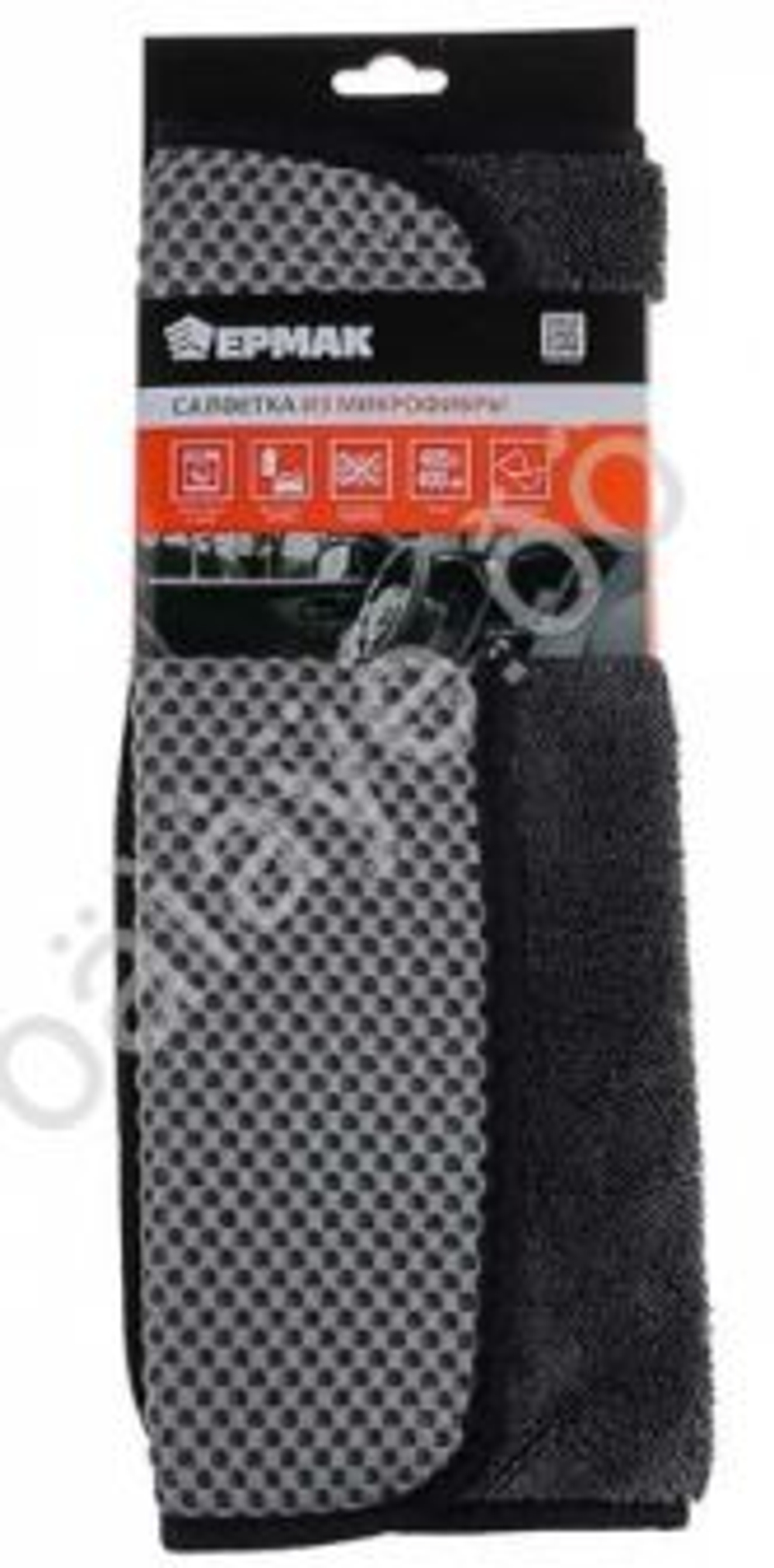 Салфетка микрофибра "ЕРМАК" (уп1шт) 40х40см 2-х сторонняя, густой ворс+ текстура 728039