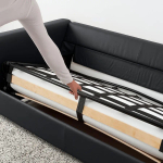 5-местный угловой диван со спальным местом - IKEA VIMLE/GRANN/BOMSTAD, черный, кожа, 349/249х164/98х83 см, 140х200 см, ВИМЛЕ/ГРАНН/БУМСТАД ИКЕА